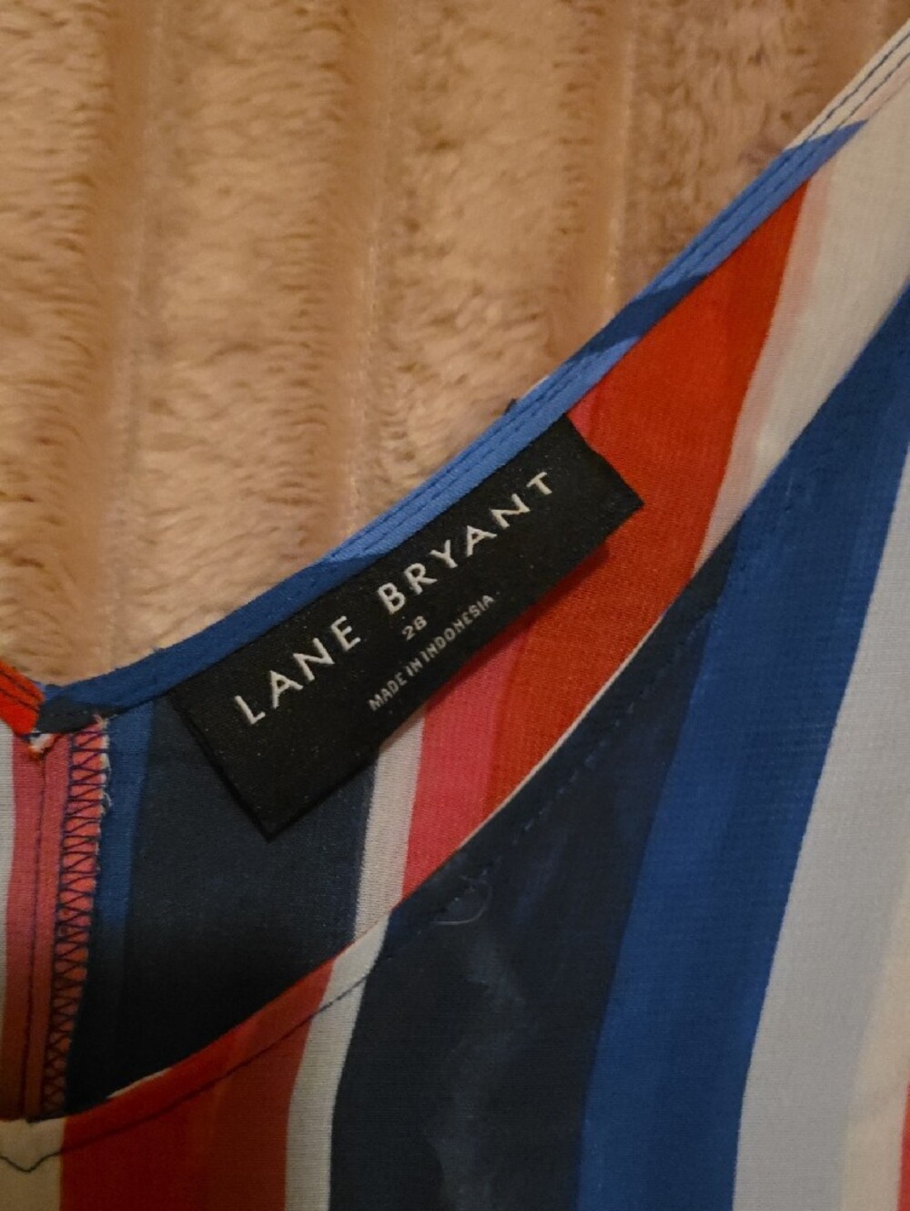 Striped Double Ruffle Tank- Blue / Red - Picture 2 of 3